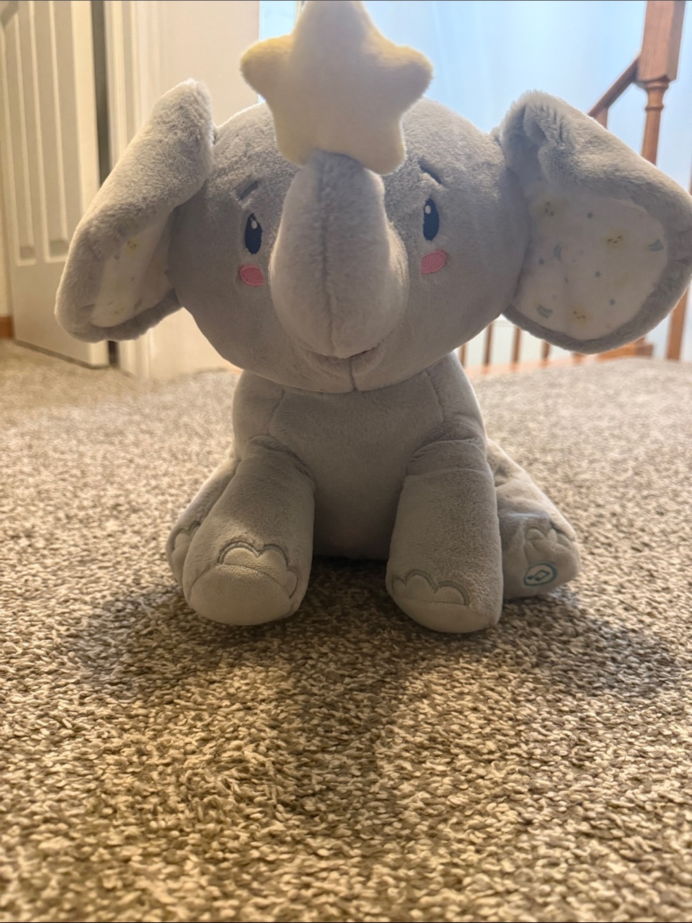 Plush Gray Elephant Stuffed Toy with Yellow Star